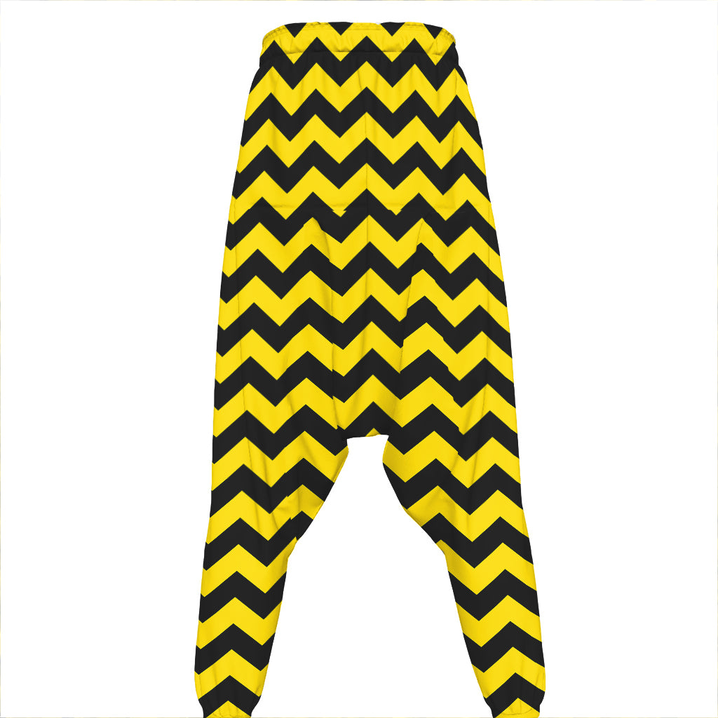 Black And Yellow Zigzag Pattern Print Hammer Pants