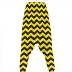 Black And Yellow Zigzag Pattern Print Hammer Pants