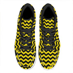 Black And Yellow Zigzag Pattern Print High Top Leather Sneakers