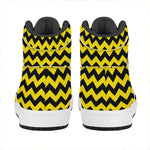 Black And Yellow Zigzag Pattern Print High Top Leather Sneakers