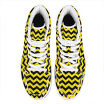 Black And Yellow Zigzag Pattern Print High Top Leather Sneakers