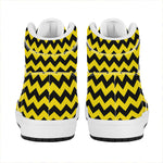 Black And Yellow Zigzag Pattern Print High Top Leather Sneakers