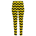 Black And Yellow Zigzag Pattern Print High-Waisted Pocket Leggings