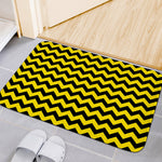 Black And Yellow Zigzag Pattern Print Indoor Door Mat