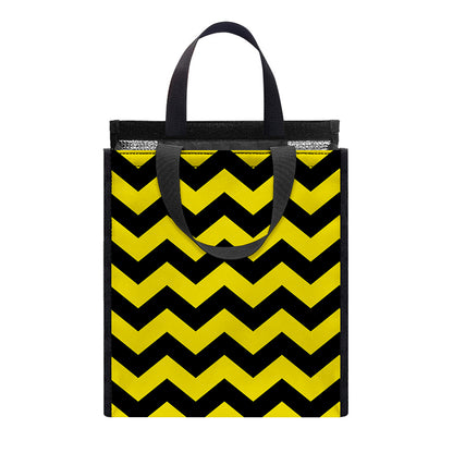 Black And Yellow Zigzag Pattern Print Insulated Lunch Tote