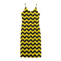 Black And Yellow Zigzag Pattern Print Jersey Midi Cami Dress
