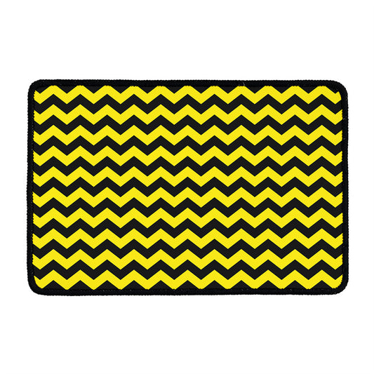 Black And Yellow Zigzag Pattern Print Kitchen Mat