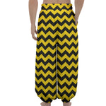Black And Yellow Zigzag Pattern Print Lantern Pants