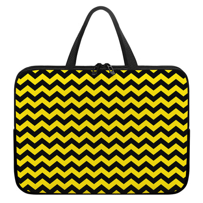 Black And Yellow Zigzag Pattern Print Laptop Sleeve With Handle