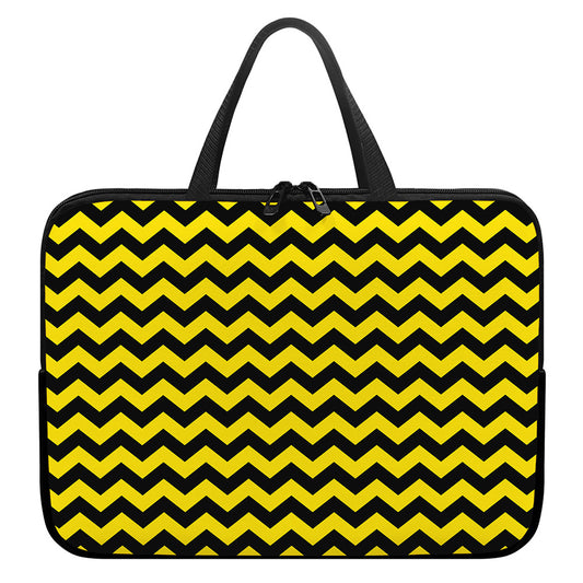 Black And Yellow Zigzag Pattern Print Laptop Sleeve With Handle