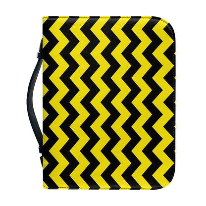 Black And Yellow Zigzag Pattern Print Leather Bible Cover