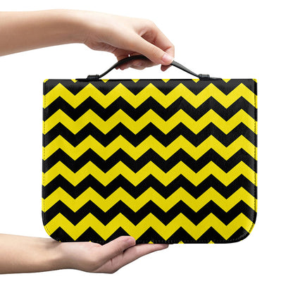 Black And Yellow Zigzag Pattern Print Leather Bible Cover