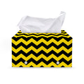 Black And Yellow Zigzag Pattern Print Leather Tissue Box Cover