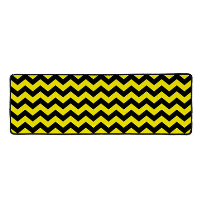 Black And Yellow Zigzag Pattern Print Long Kitchen Mat
