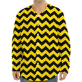Black And Yellow Zigzag Pattern Print Long Sleeve Baseball Jersey