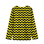 Black And Yellow Zigzag Pattern Print Long Sleeve Short Coat