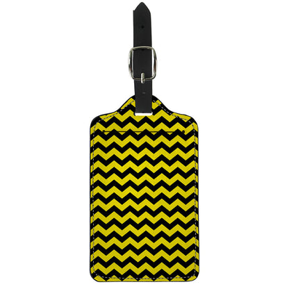 Black And Yellow Zigzag Pattern Print Luggage Tag