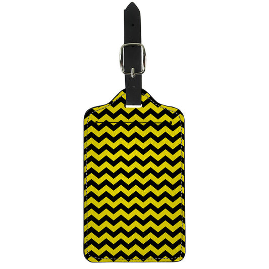 Black And Yellow Zigzag Pattern Print Luggage Tag