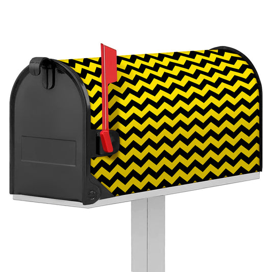 Black And Yellow Zigzag Pattern Print Mailbox Cover