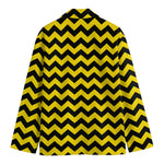 Black And Yellow Zigzag Pattern Print Men's Blazer
