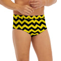Black And Yellow Zigzag Pattern Print Men's Briefs