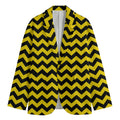 Black And Yellow Zigzag Pattern Print Men's Cotton Blazer
