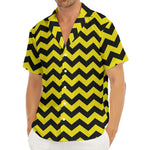 Black And Yellow Zigzag Pattern Print Men's Deep V-Neck Shirt