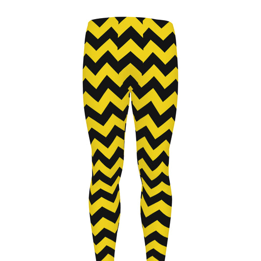 Black And Yellow Zigzag Pattern Print Men's leggings
