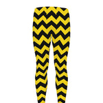Black And Yellow Zigzag Pattern Print Men's leggings