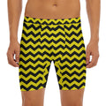 Black And Yellow Zigzag Pattern Print Men's Long Boxer Briefs