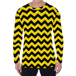 Black And Yellow Zigzag Pattern Print Men's Long Sleeve T-Shirt