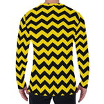Black And Yellow Zigzag Pattern Print Men's Long Sleeve T-Shirt