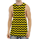 Black And Yellow Zigzag Pattern Print Men's Muscle Tank Top