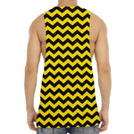Black And Yellow Zigzag Pattern Print Men's Muscle Tank Top