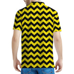 Black And Yellow Zigzag Pattern Print Men's Polo Shirt