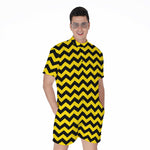 Black And Yellow Zigzag Pattern Print Men's Rompers