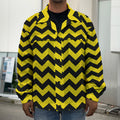 Black And Yellow Zigzag Pattern Print Men's Shirt Jacket