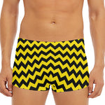 Black And Yellow Zigzag Pattern Print Men's Short Boxer Briefs