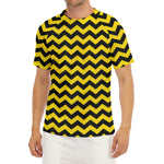Black And Yellow Zigzag Pattern Print Men's Short Sleeve Rash Guard