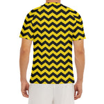 Black And Yellow Zigzag Pattern Print Men's Short Sleeve Rash Guard