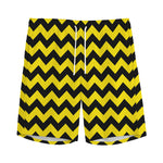 Black And Yellow Zigzag Pattern Print Men's Sports Shorts
