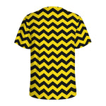 Black And Yellow Zigzag Pattern Print Men's Sports T-Shirt