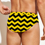 Black And Yellow Zigzag Pattern Print Men's Swim Briefs