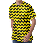 Black And Yellow Zigzag Pattern Print Men's Velvet T-Shirt
