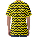 Black And Yellow Zigzag Pattern Print Men's Velvet T-Shirt