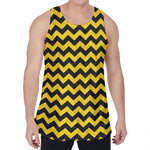Black And Yellow Zigzag Pattern Print Men's Velvet Tank Top