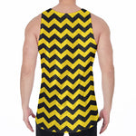 Black And Yellow Zigzag Pattern Print Men's Velvet Tank Top