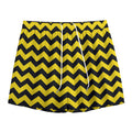 Black And Yellow Zigzag Pattern Print Mesh Shorts