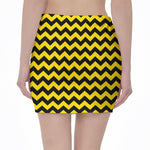 Black And Yellow Zigzag Pattern Print Pencil Mini Skirt