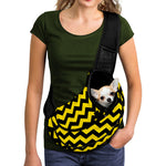 Black And Yellow Zigzag Pattern Print Pet Sling Carrier